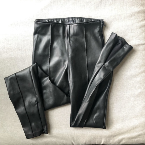 Zara Faux Leather Leggings - Picture 4 of 12